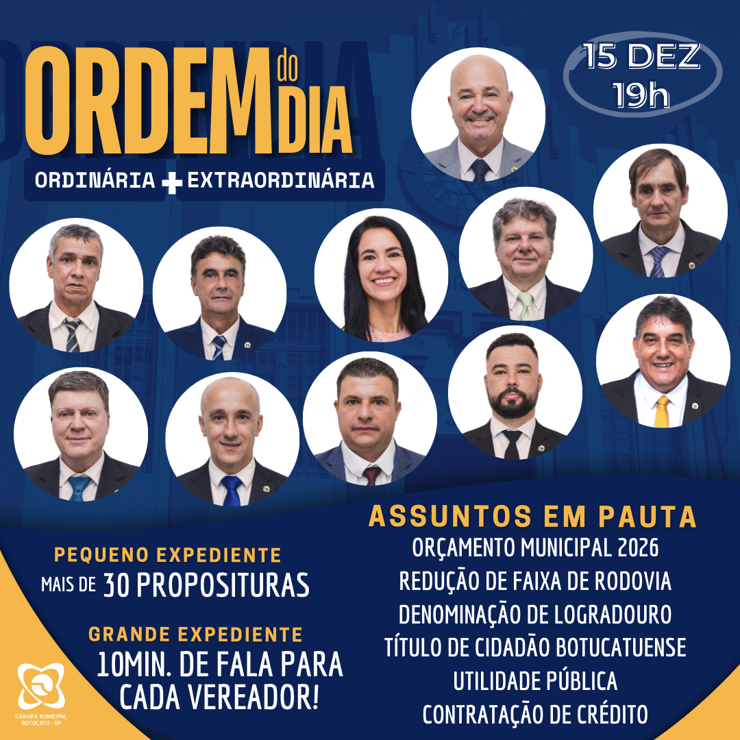 Câmara realiza plenária semanal dupla com dez projetos a serem discutidos no dia 15/12